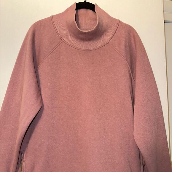 Athleta Women’s Turtleneck Mauve Pink Zipper Detail Sweatshirt Size Medium - Picture 3 of 13